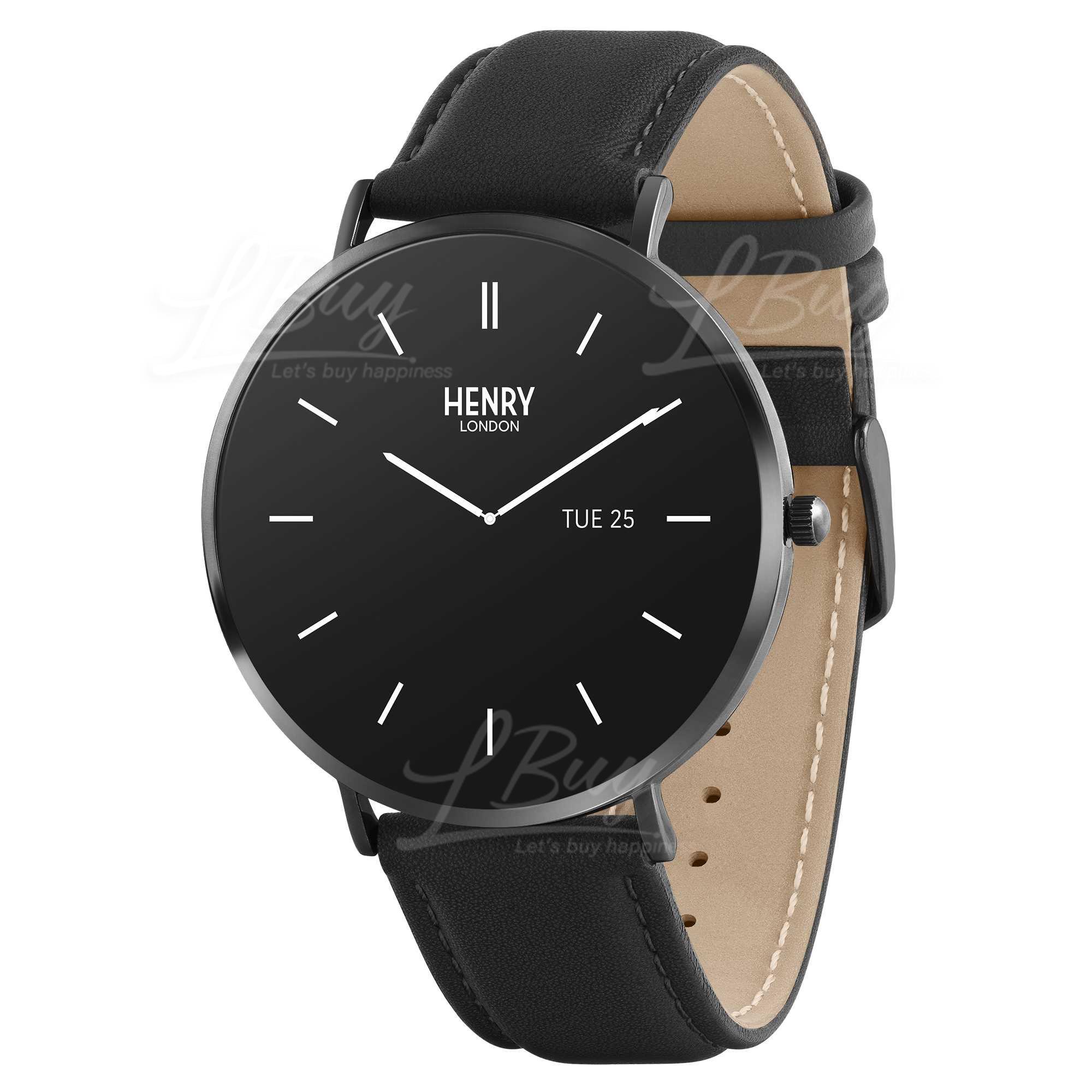 UK Henry London Elegant Smart Watch (Back and Black leather) HLS65-005