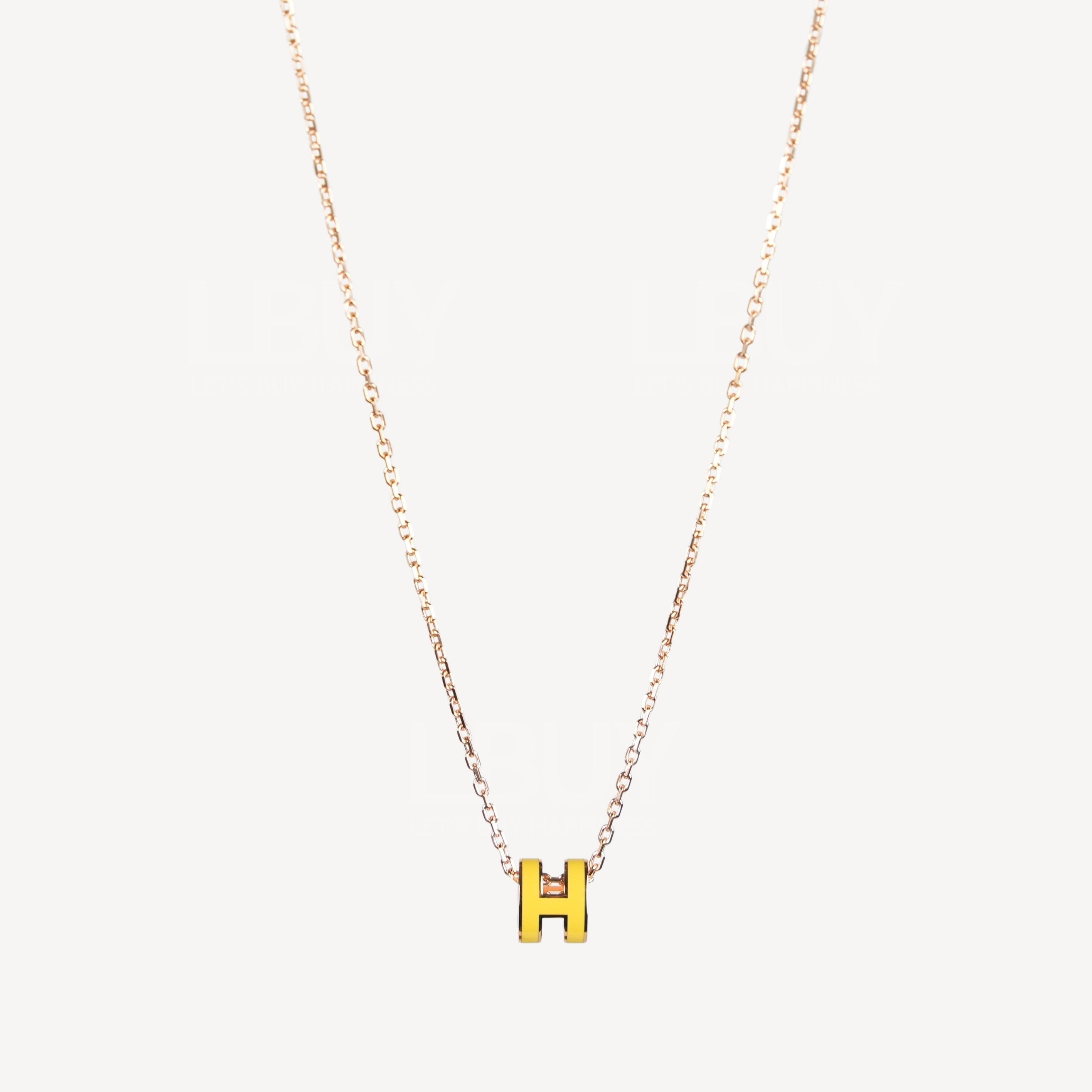 Hermes Mini Pop H Necklace New Jaune De Naples with rghw