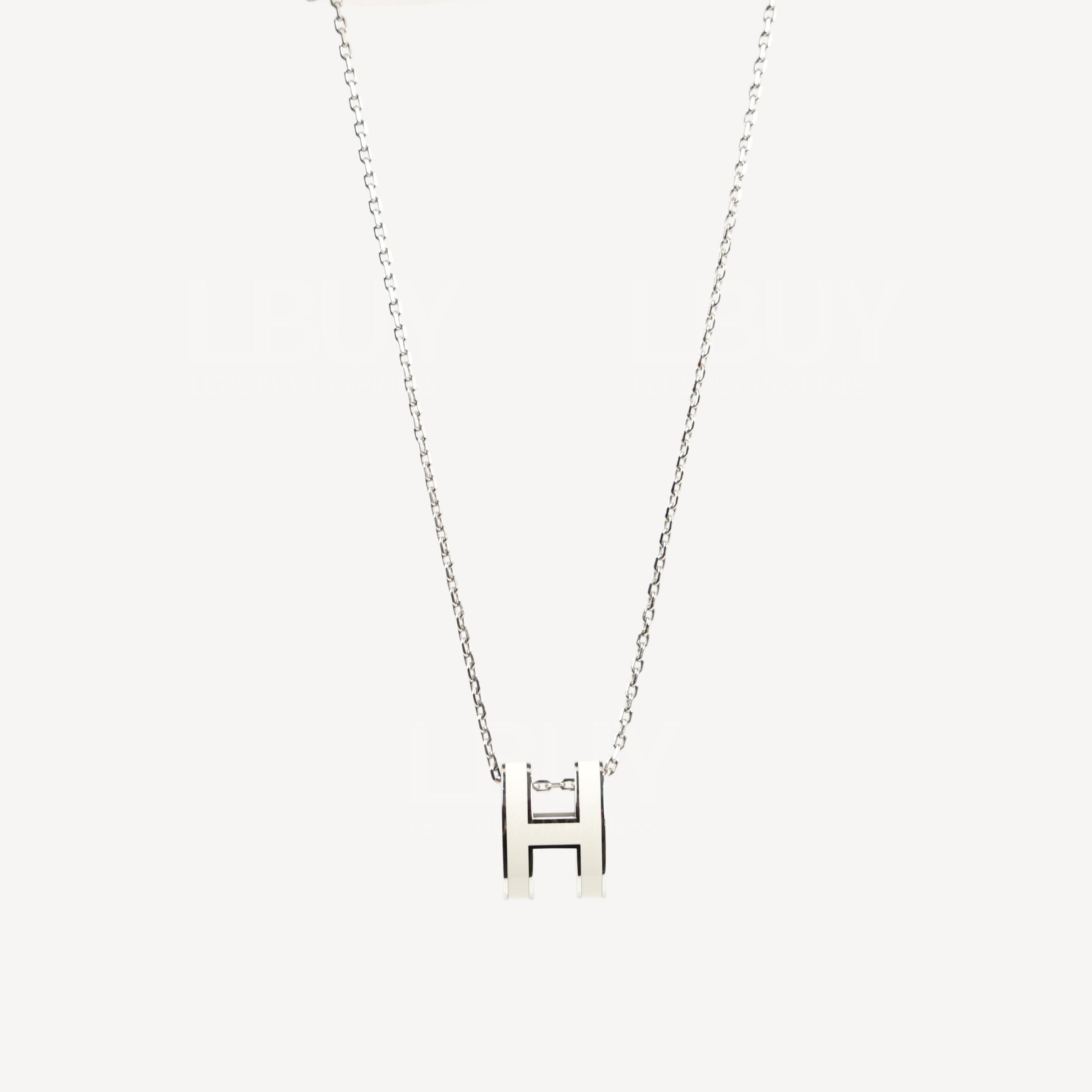 Hermes Pop H Necklace 項鍊 白色配銀色