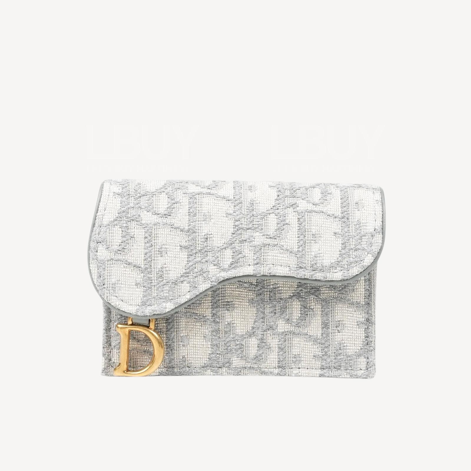 Dior Saddle 翻盖灰色Oblique 提花卡片套 S5611