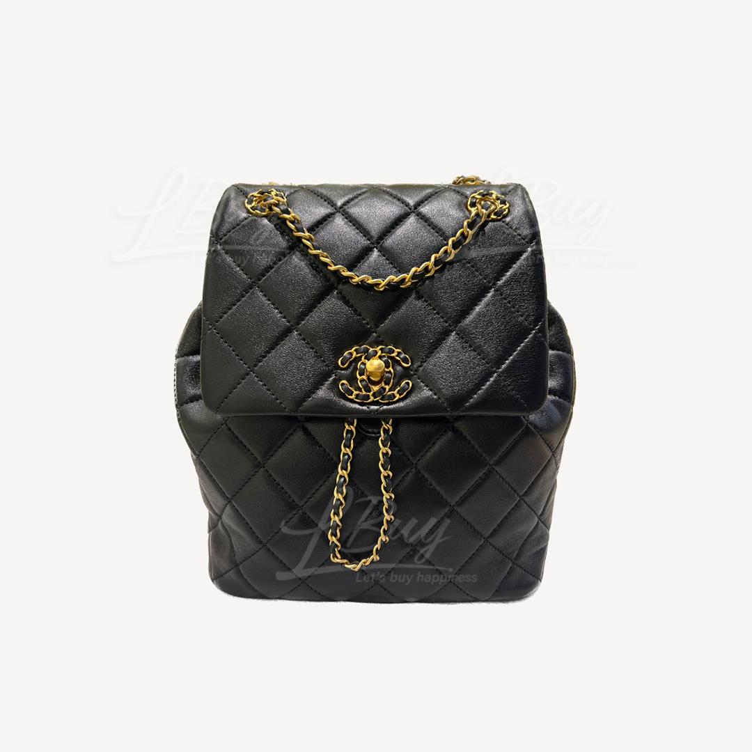 Chanel 皮穿鏈CC Logo背囊背包書包 黑色 AS4762