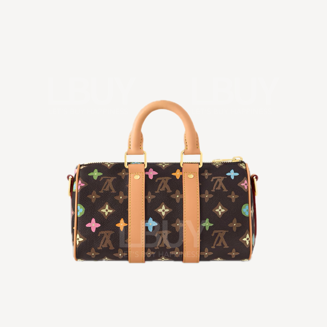 LV Keepall Bandoulière 25 彩色Monogram 桶袋 單肩包 Chocolate色 M24849