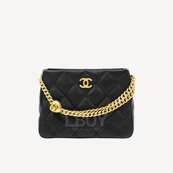 Chanel-Chanel Small Hobo Heart Chain Adjustable Buckle Grained
