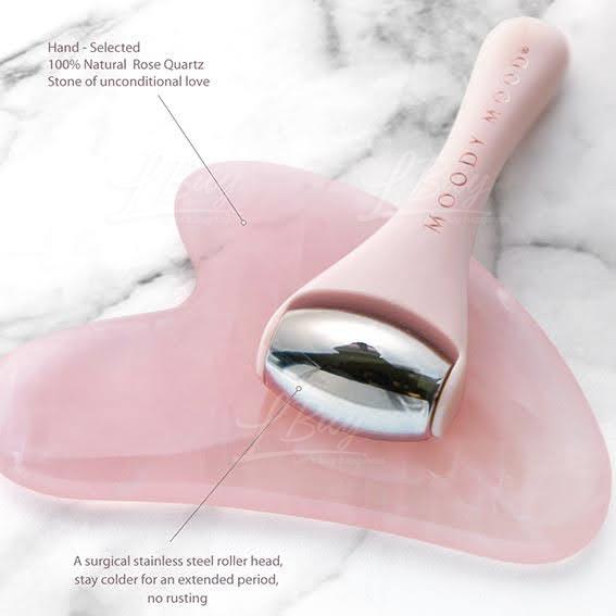 Moody Mood Under Eye Roller & Rose Quartz Guasha Set
