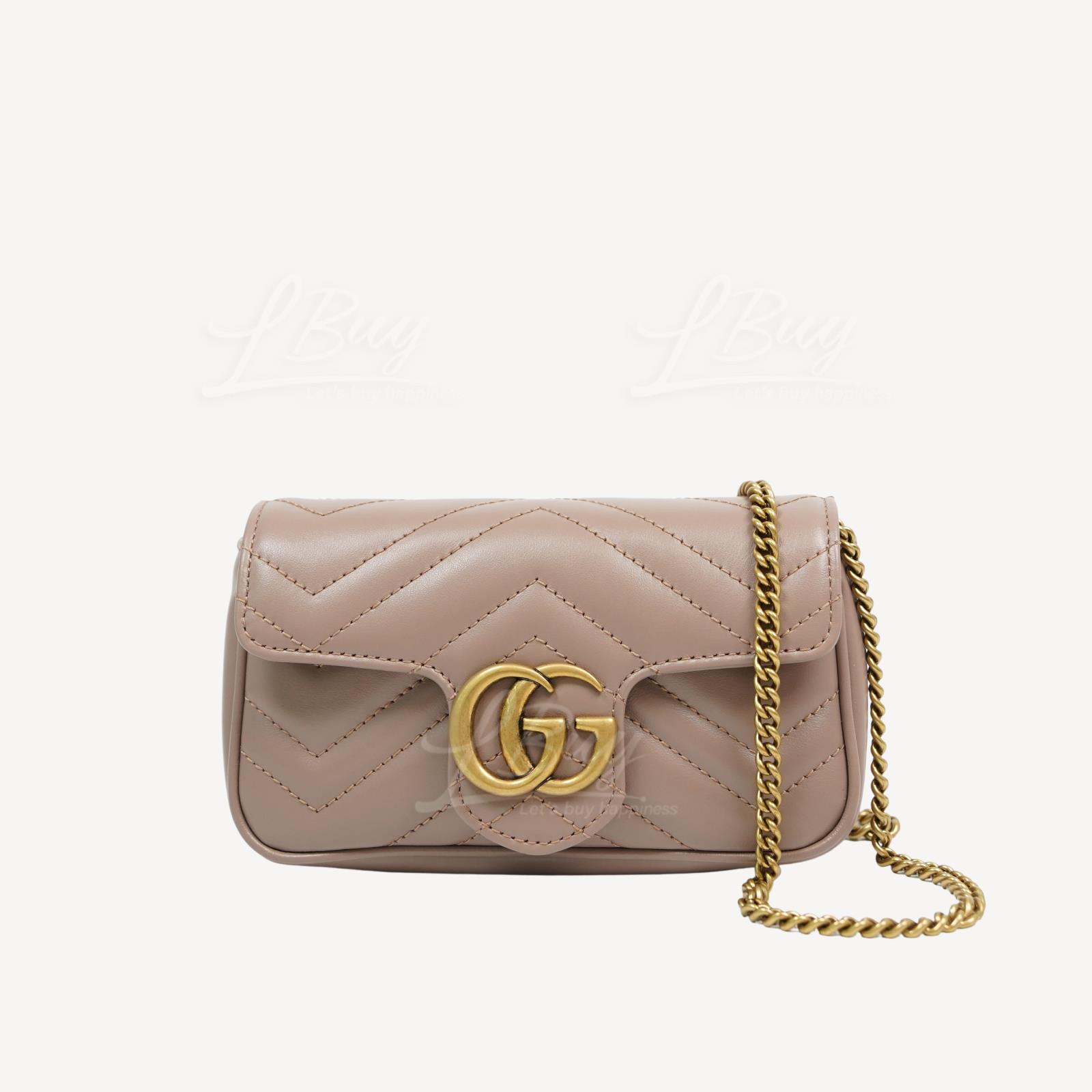 Gucci GG Logo Marmont絎縫皮革超迷你袋 裸色 476433