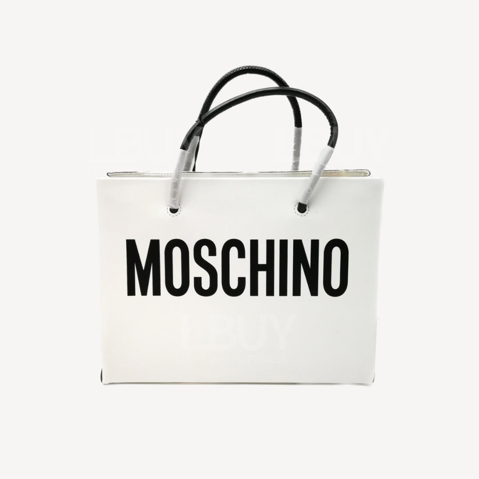 Moschino Black Logo White Tote Bag