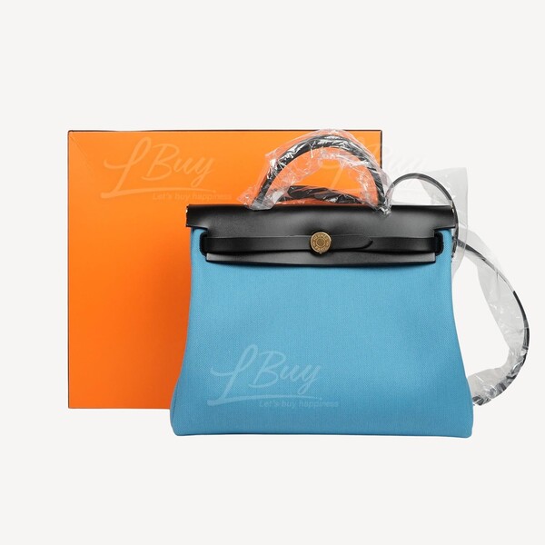 Hermès-Hermes Herbag Zip 31 Bag New Bleu Jean Noir ghw