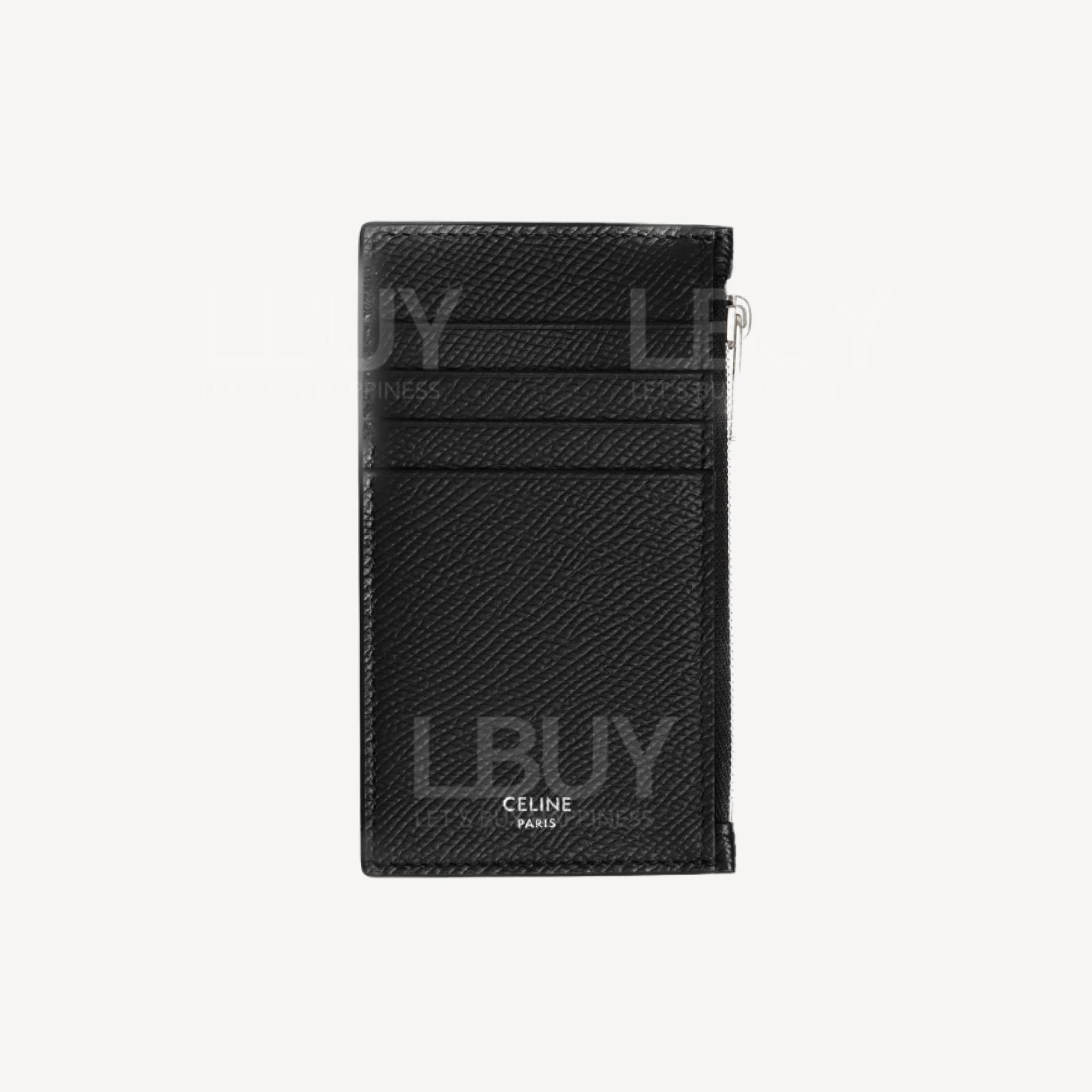 Celine 珠地小牛皮拉炼Compact卡片套 黑色
