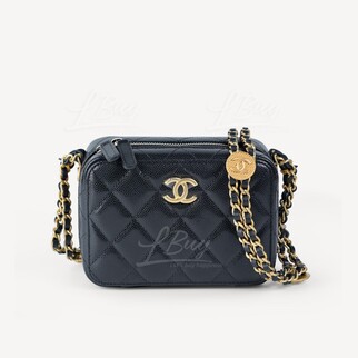 Chanel Gold Coin Chain Black Zip Case Bag AP2858