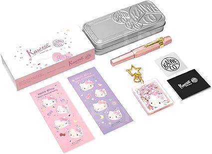 Kaweco X Hello Kitty AL Sport Fountain Pen 50th Anniversary Edition Pink, Fine Nib Nostalgic Gold pen clip