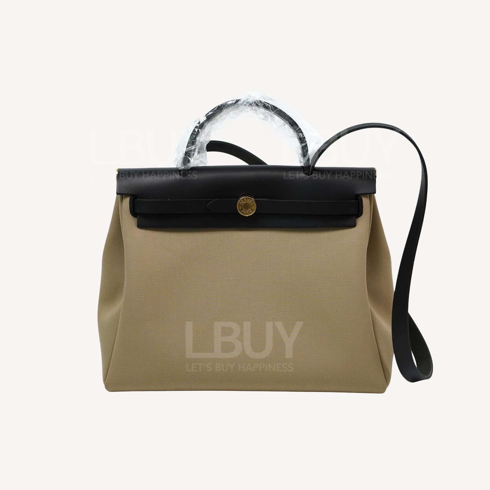 Hermes Herbag Zip 31 Retourne Bag 风衣灰并黑色 金扣