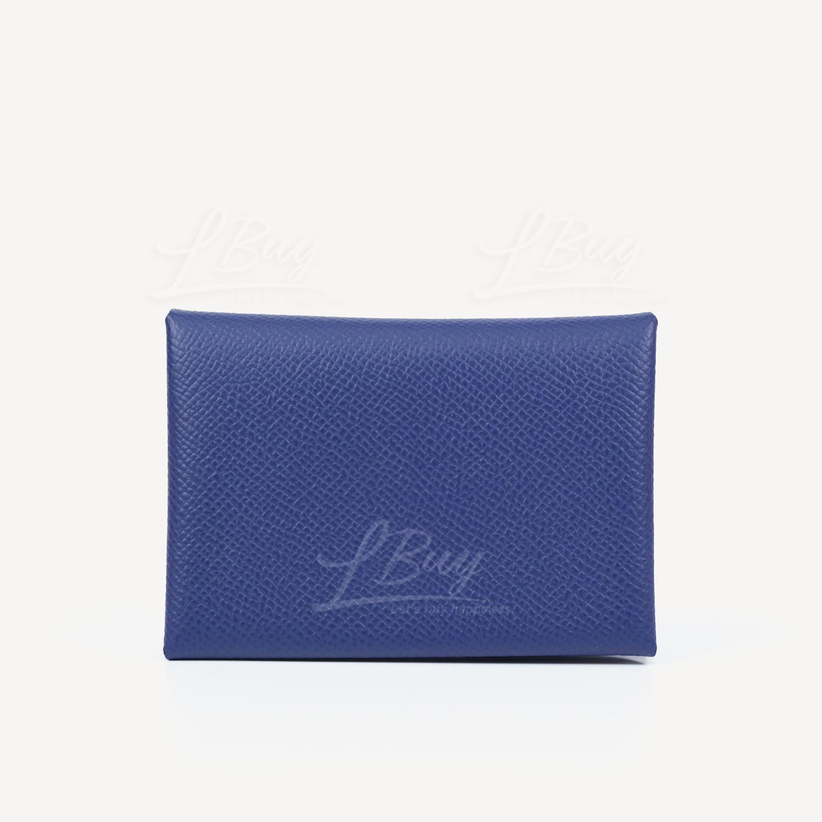 Hermes Calvi Duo Compact Verso 双色卡片套 深蓝色配海軍藍色