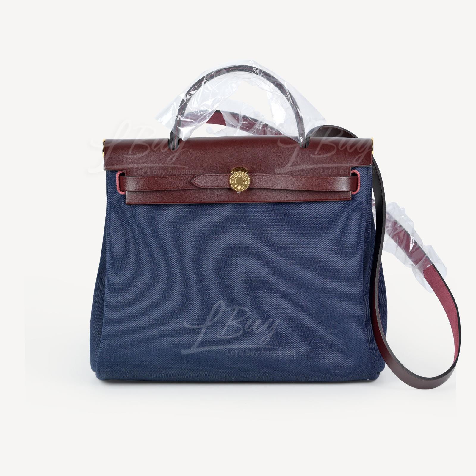 Hermes Herbag Zip 31 Bag Bleu Marine; Rouge Sellier