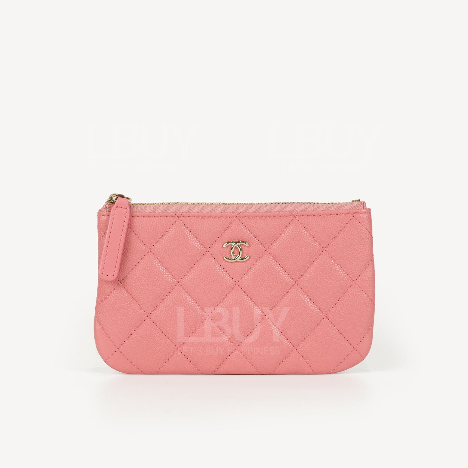 Chanel 经典拉炼银包迷你手提包 粉红色配金色CC logo A82365