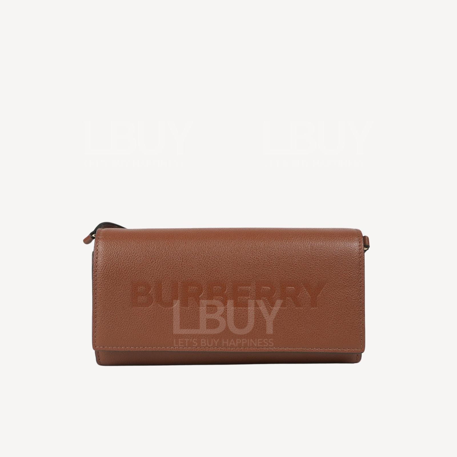 Burberry Henley 印字Logo 皮革斜背袋 WOC 棕色 80528381