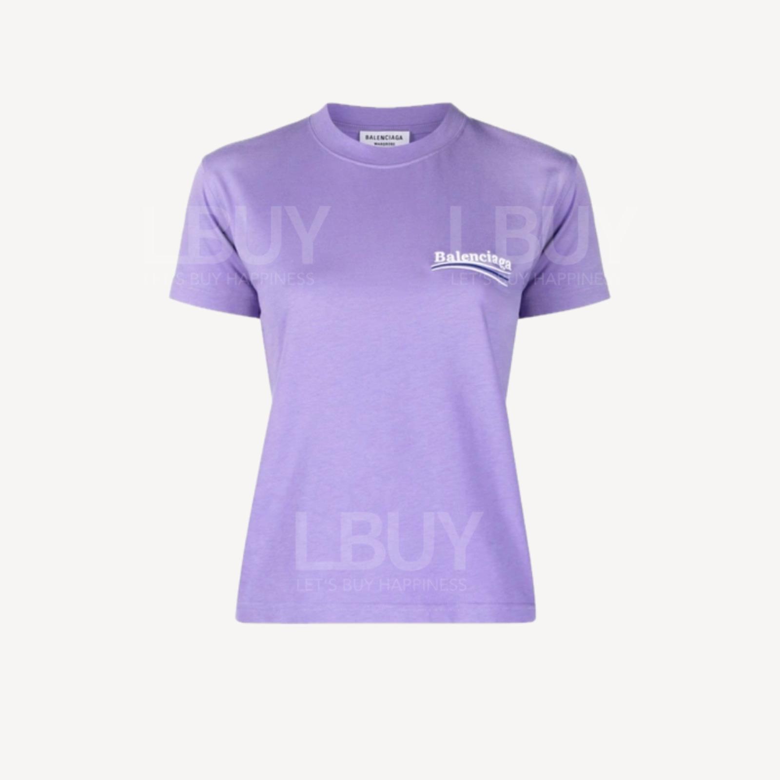 Balenciaga 刺繡圖案淺紫色短袖T恤