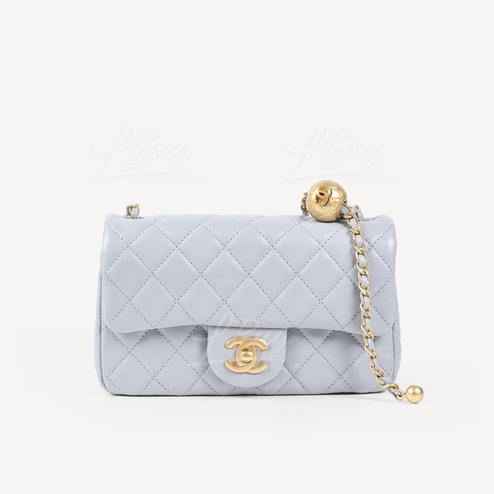 Chanel 小金球20cm灰色垂蓋手袋 AS1787