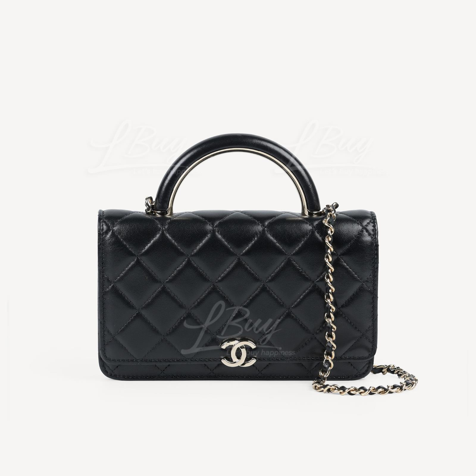 Chanel 小羊皮金色金属手挽链条 WOC 黑色 AP2844