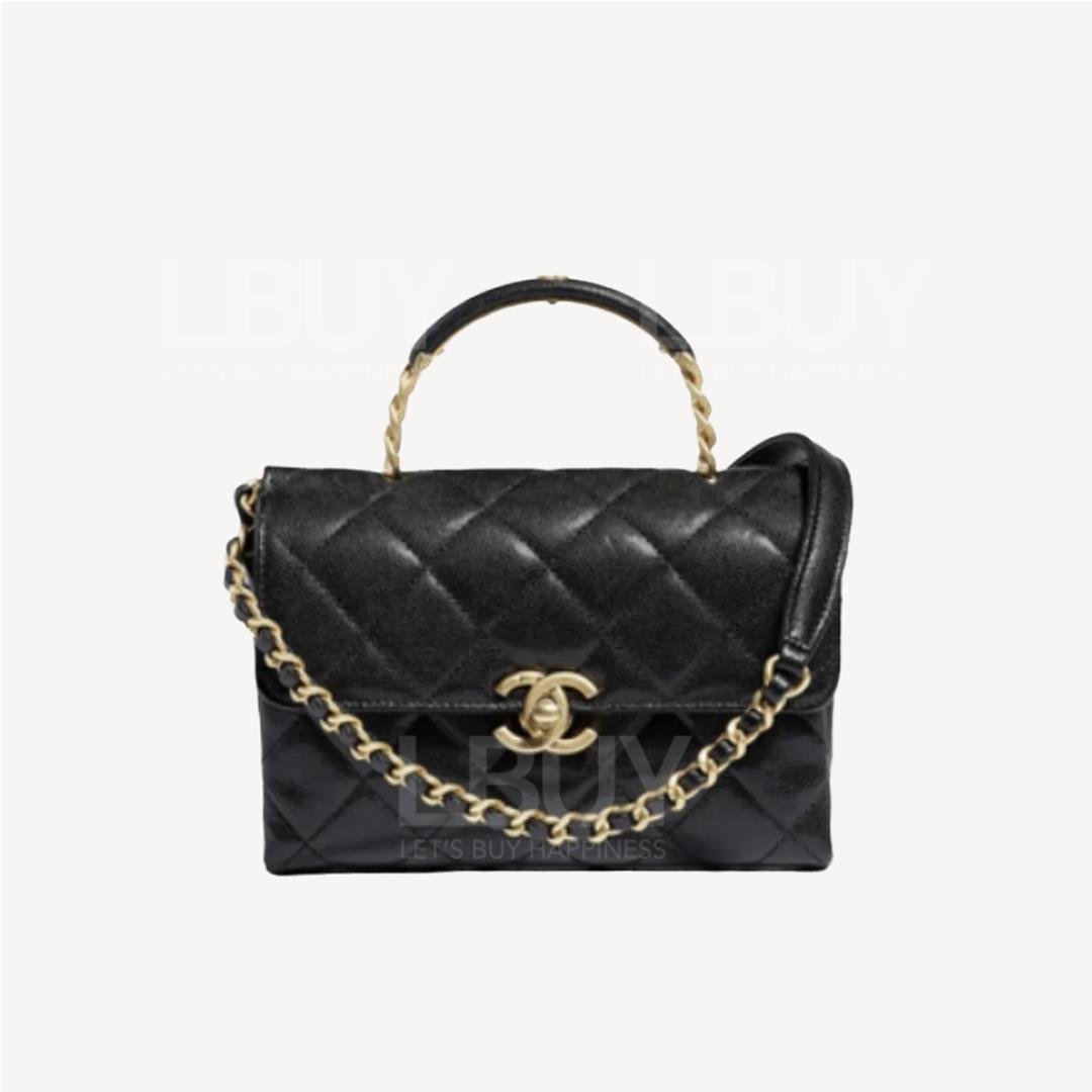 Chanel 黑金牛皮皮穿链手袋AS4008B