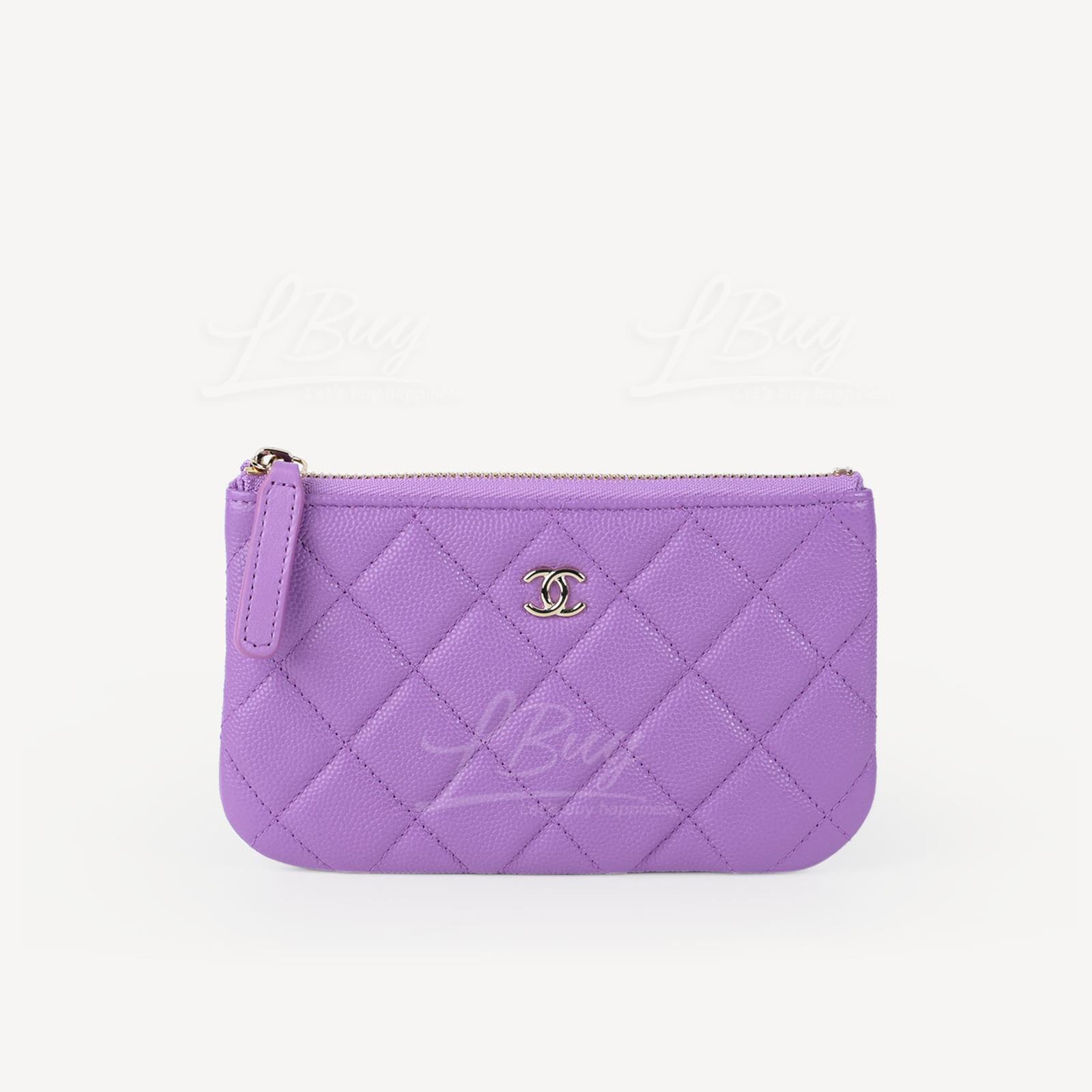 Chanel Classic Zipper Coinsbag Mini Pouch Purple with Gold Tone Metal A82365