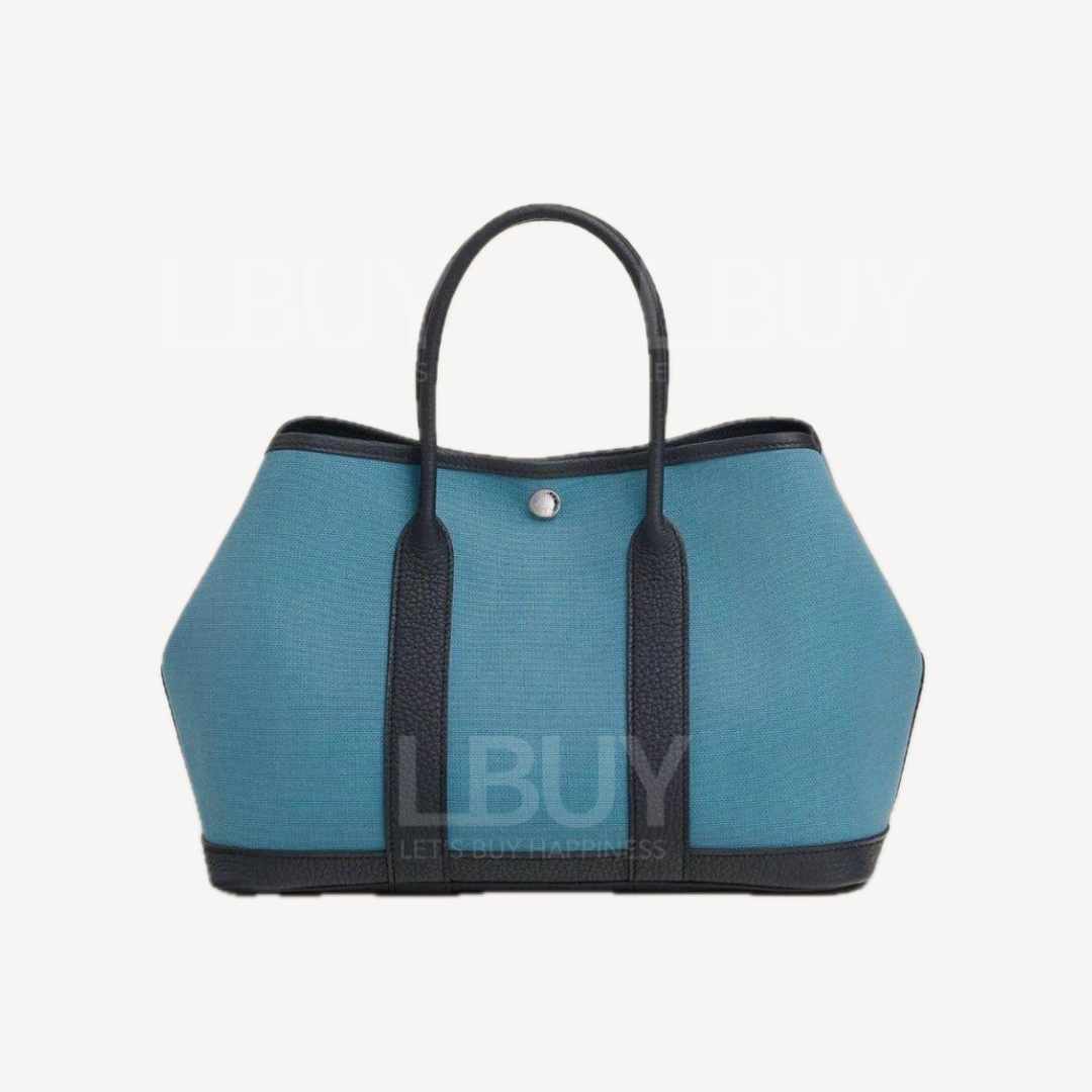Hermes Garden Party 30 Bag 牛仔藍拼黑藍色 帆布併皮革