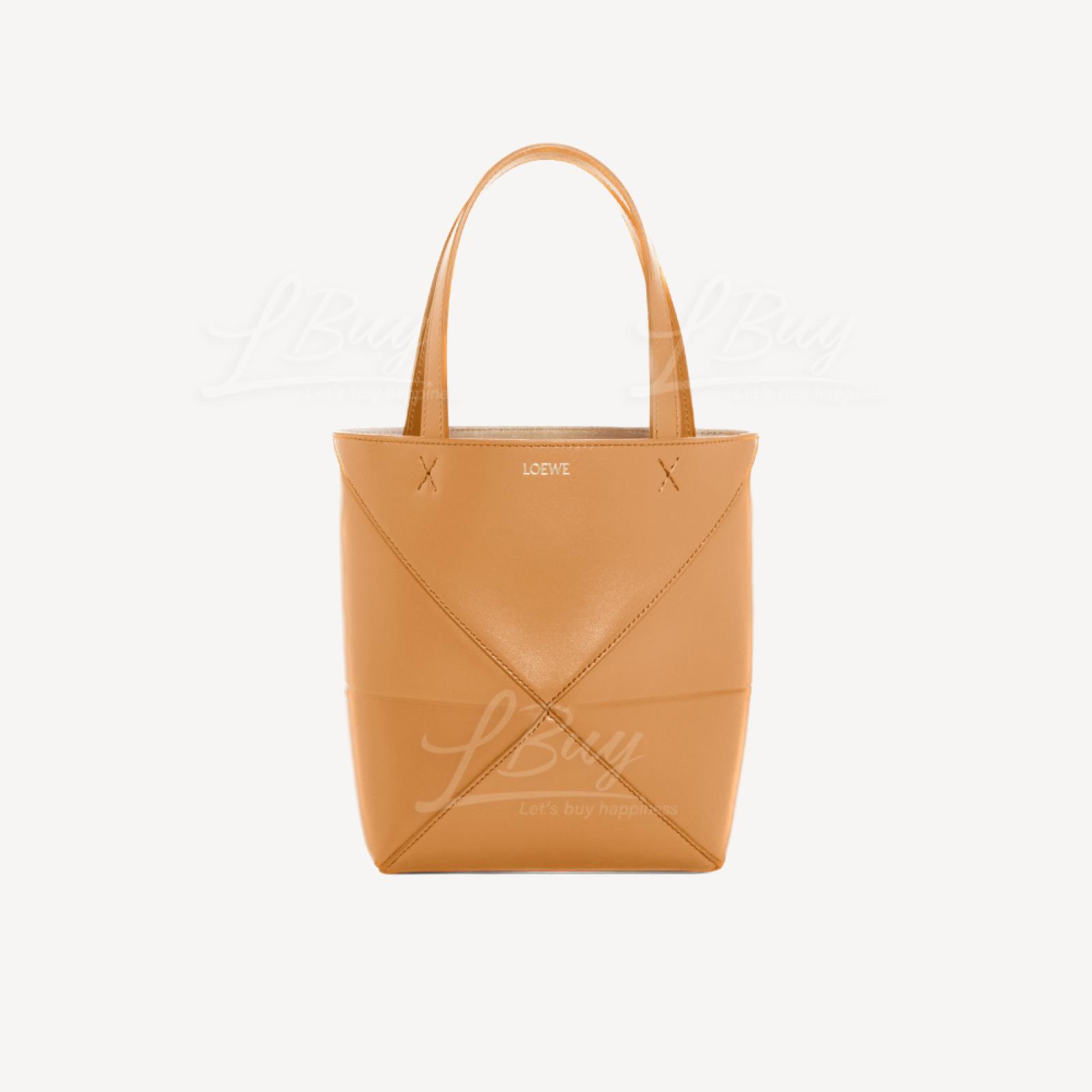 LOEWE Mini Puzzle Fold Tote in shiny calfskin