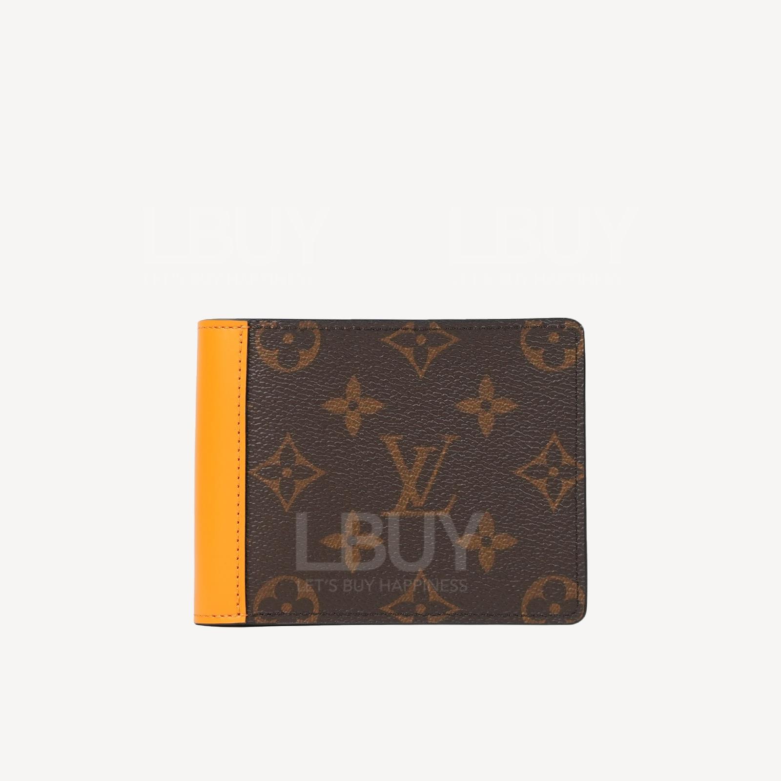 LV Monogram Macassar 帆布 橙色牛皮飾邊 短錢包 M82538