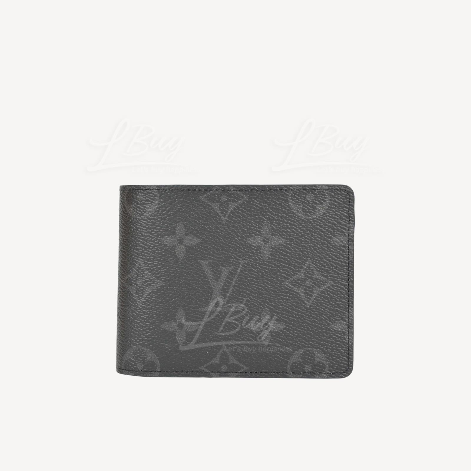 LV Monogram Eclipse Multiple Wallet Black with Brown M61695