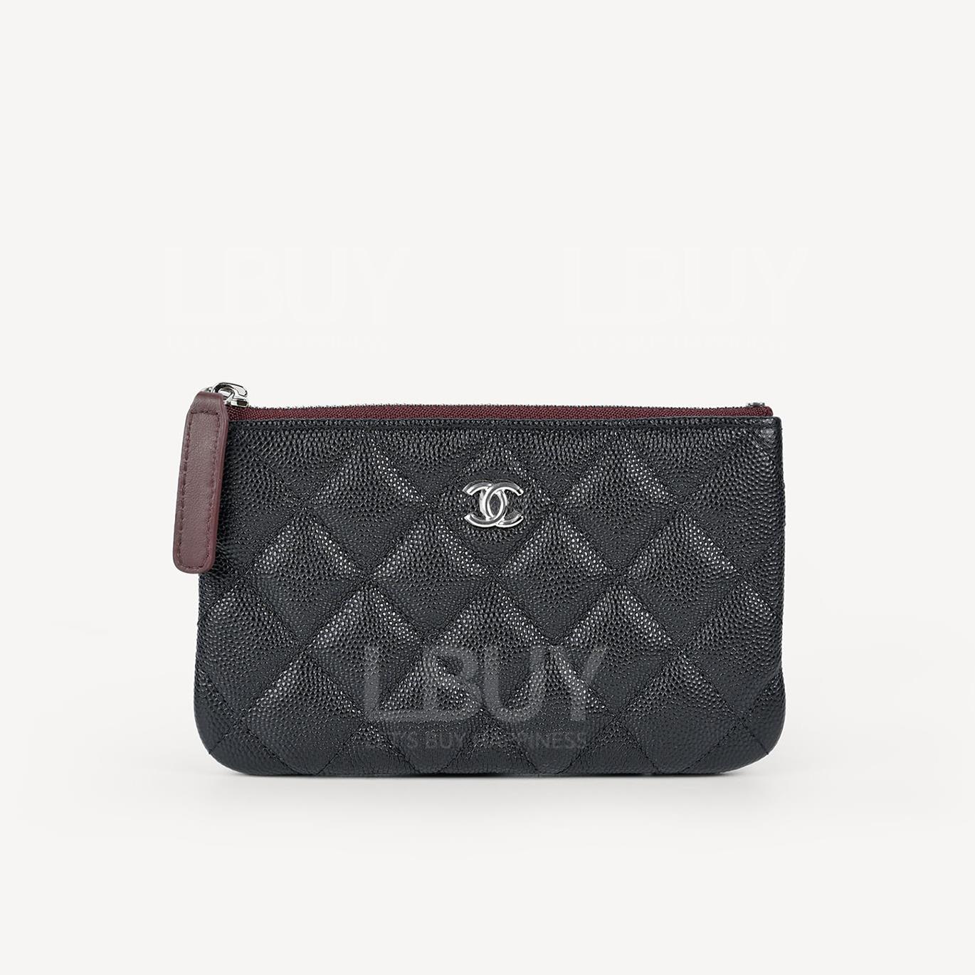 Chanel Classic Zipper Coinsbag Mini Pouch Black with Silver Tone Metal A82365