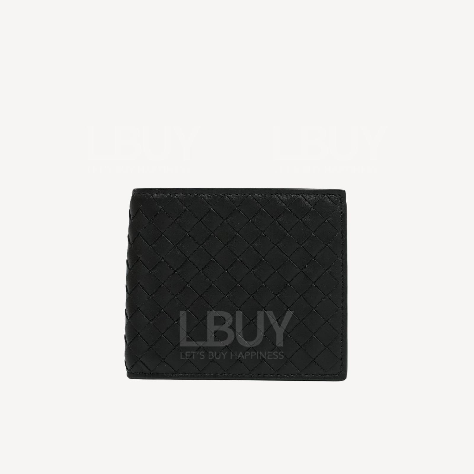 Bottega Veneta Black Woven Short Wallet with Coin Purse 193642