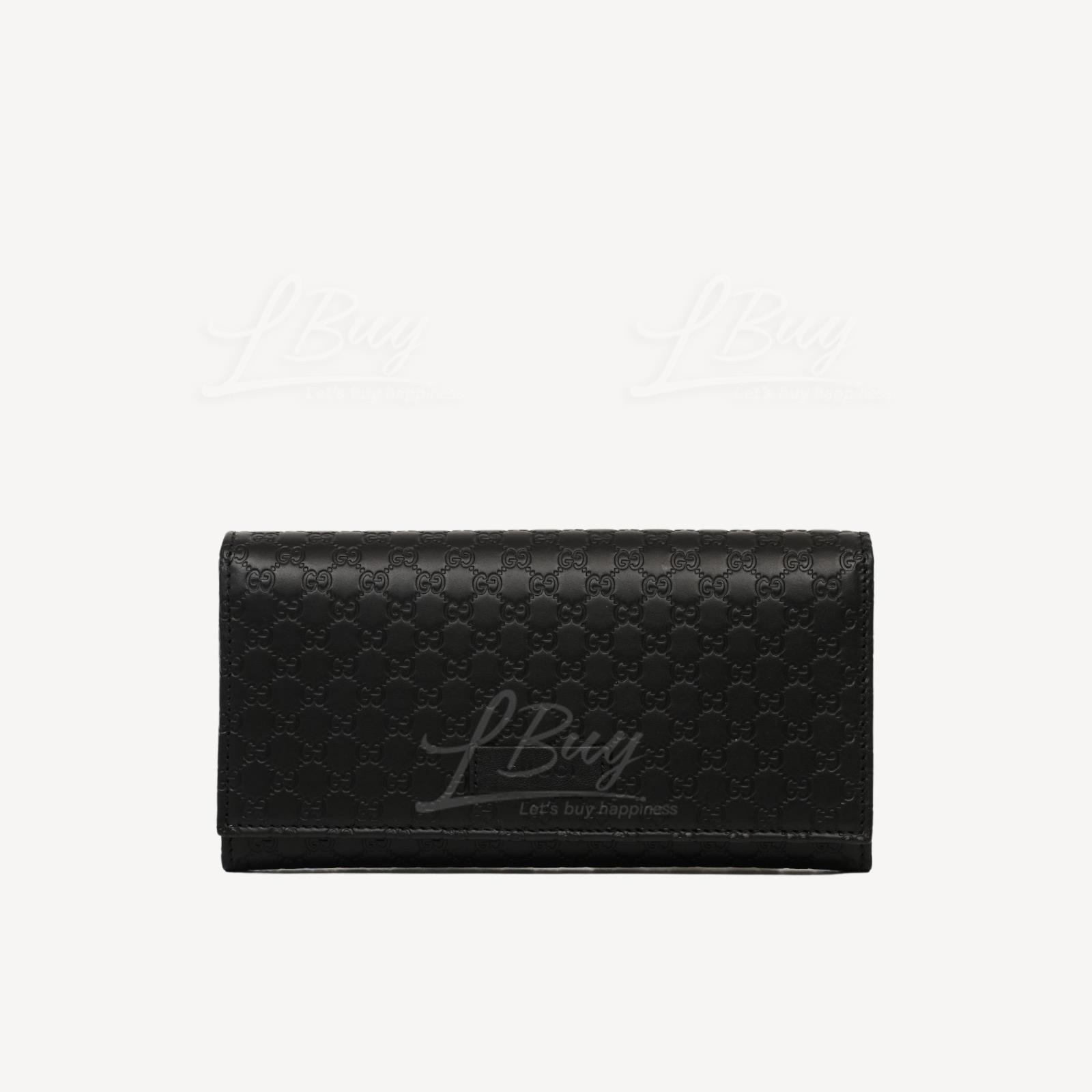Gucci GG Logo压印皮革信封式长银包 黑色 449396