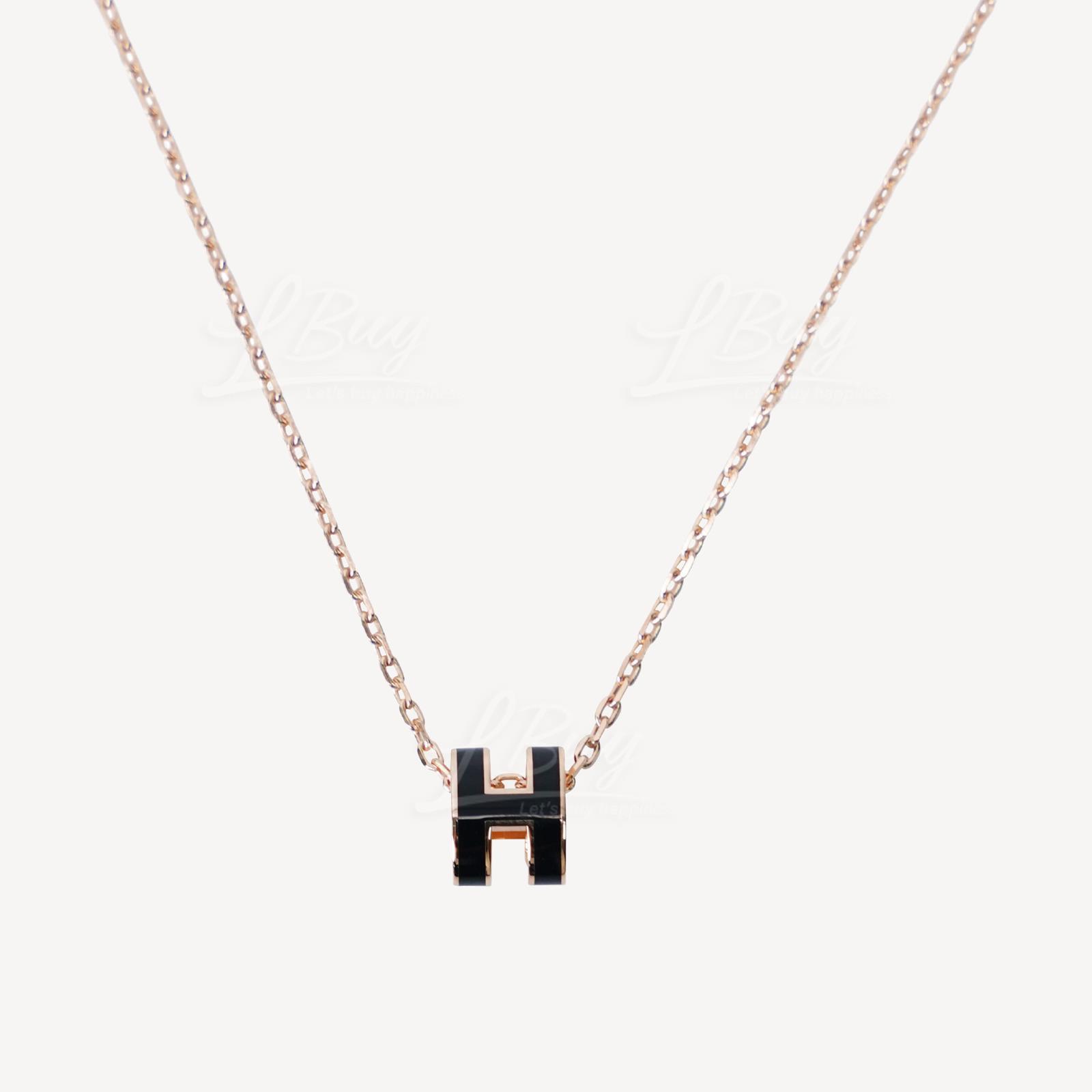 Hermes Mini Pop H Necklace 项链 黑配玫瑰金色