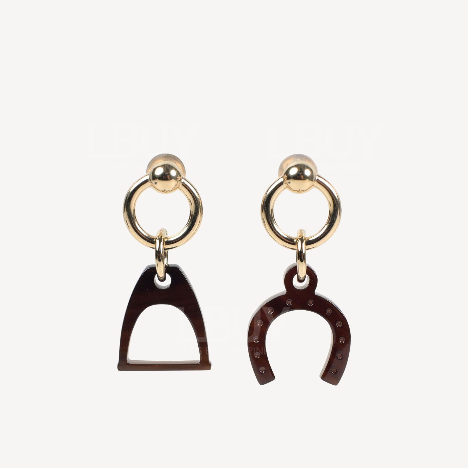 Hermes Amulette Equestre Earrings 水牛角耳環