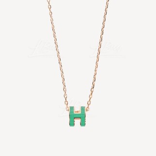 Hermes Mini Pop H Necklace Malachite with Rose Gold Hardware