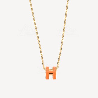 Hermes Mini Pop H Necklace 项链 橙色配金色