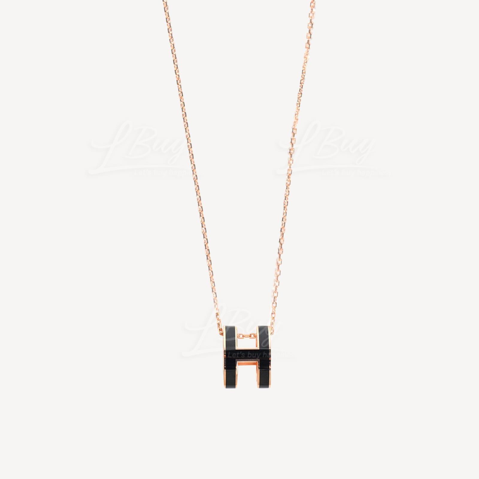 Hermes Pop H Necklace 项链 1C 深海蓝配玫瑰镀金