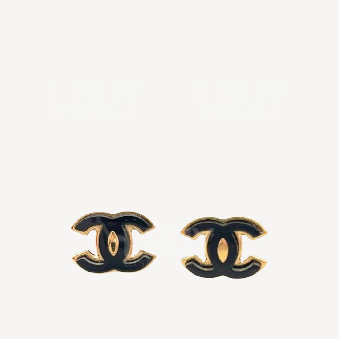 Chanel Black CC Logo Gold Earrings ABC281
