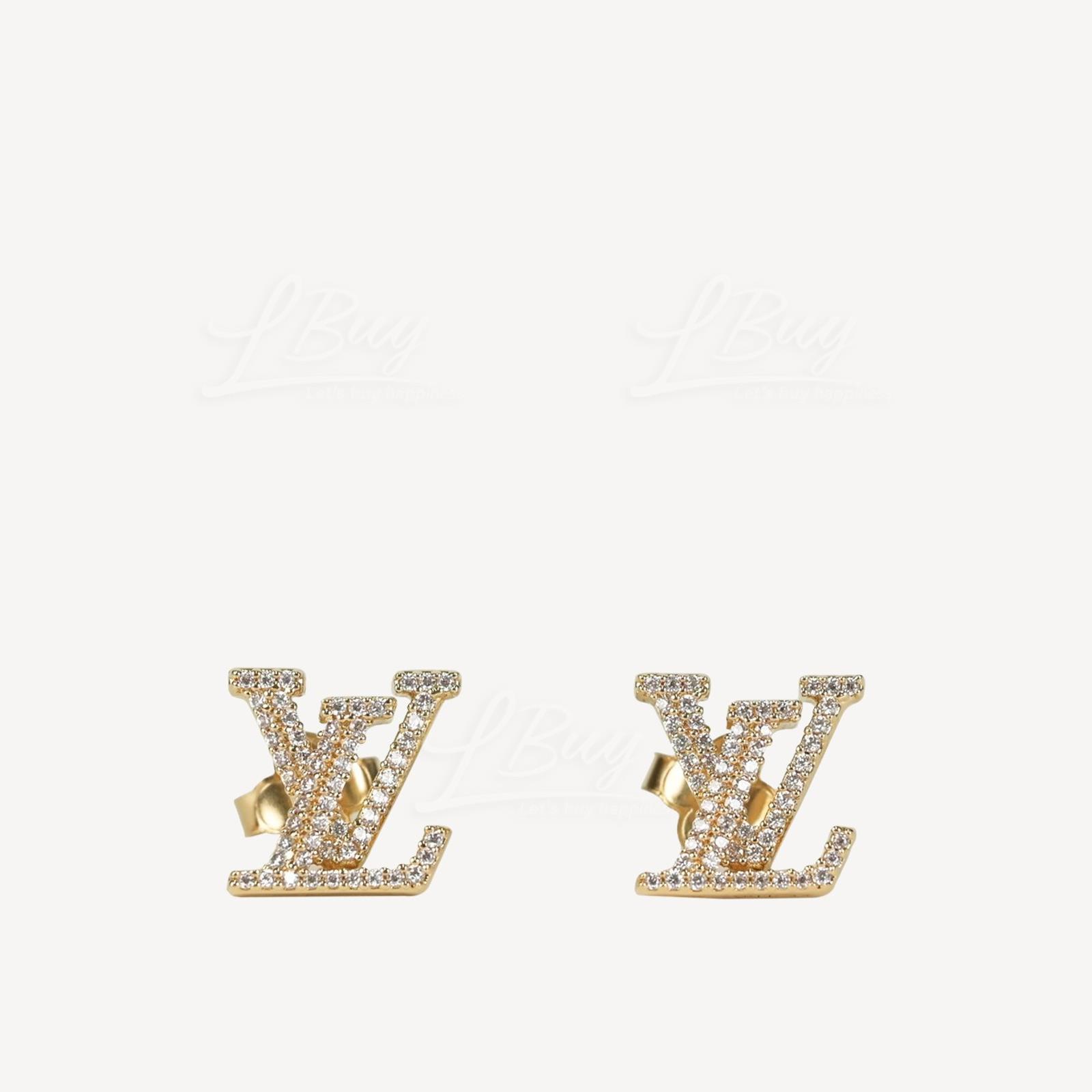 LV 金色水晶 Iconic Logo耳环 M00609