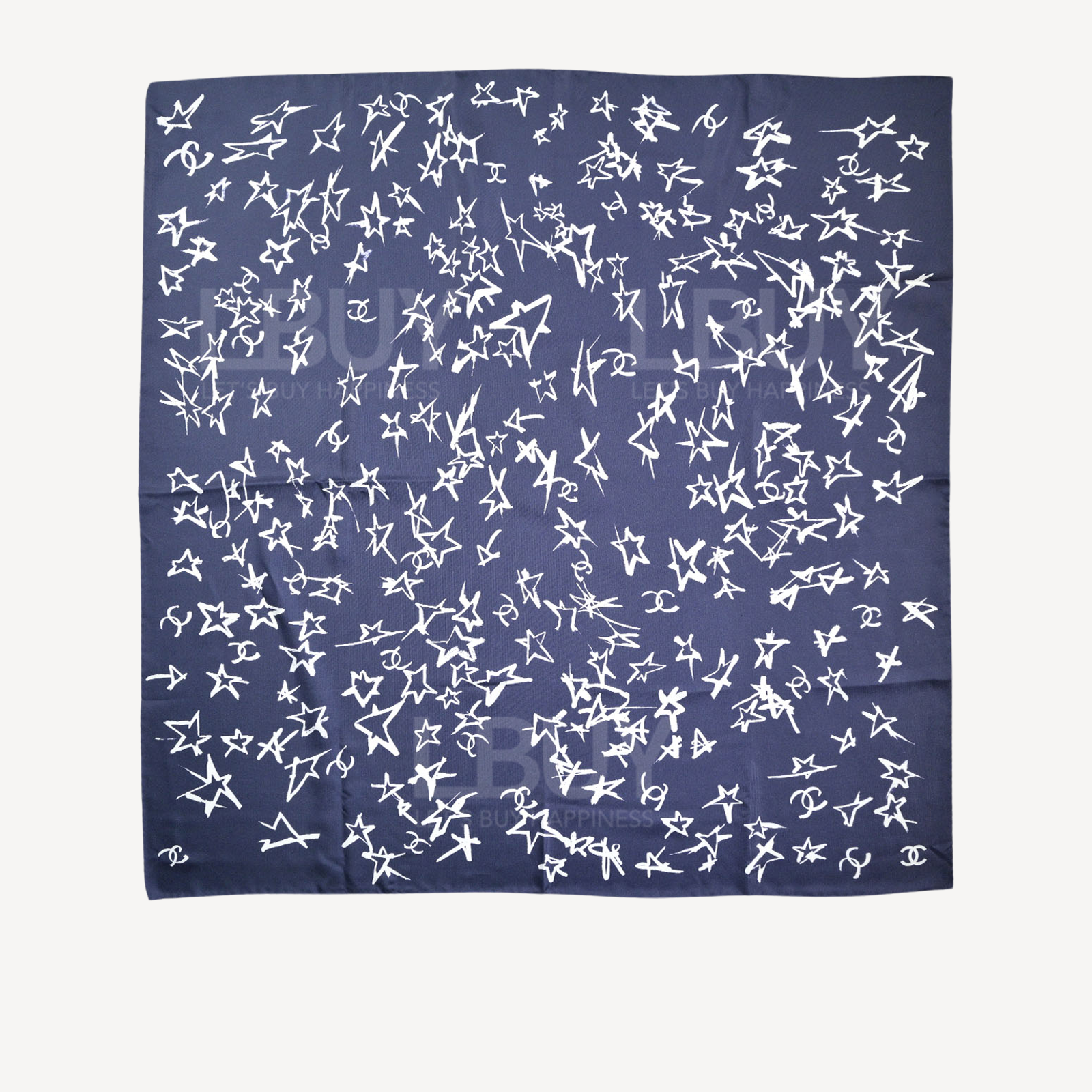 Chanel 蓝色星星双面方形围巾AA8008