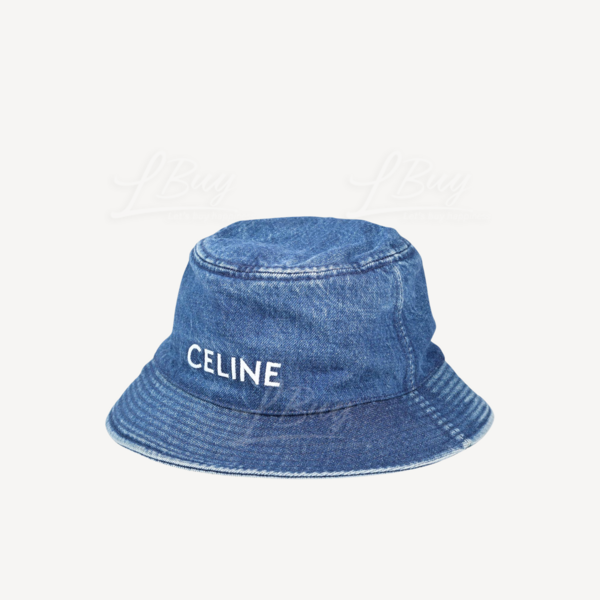 CELINE バゲハ　デニム　L 61 CELINE HOMME Logo-Embroidered Denim Bucket Hat for Men | MR