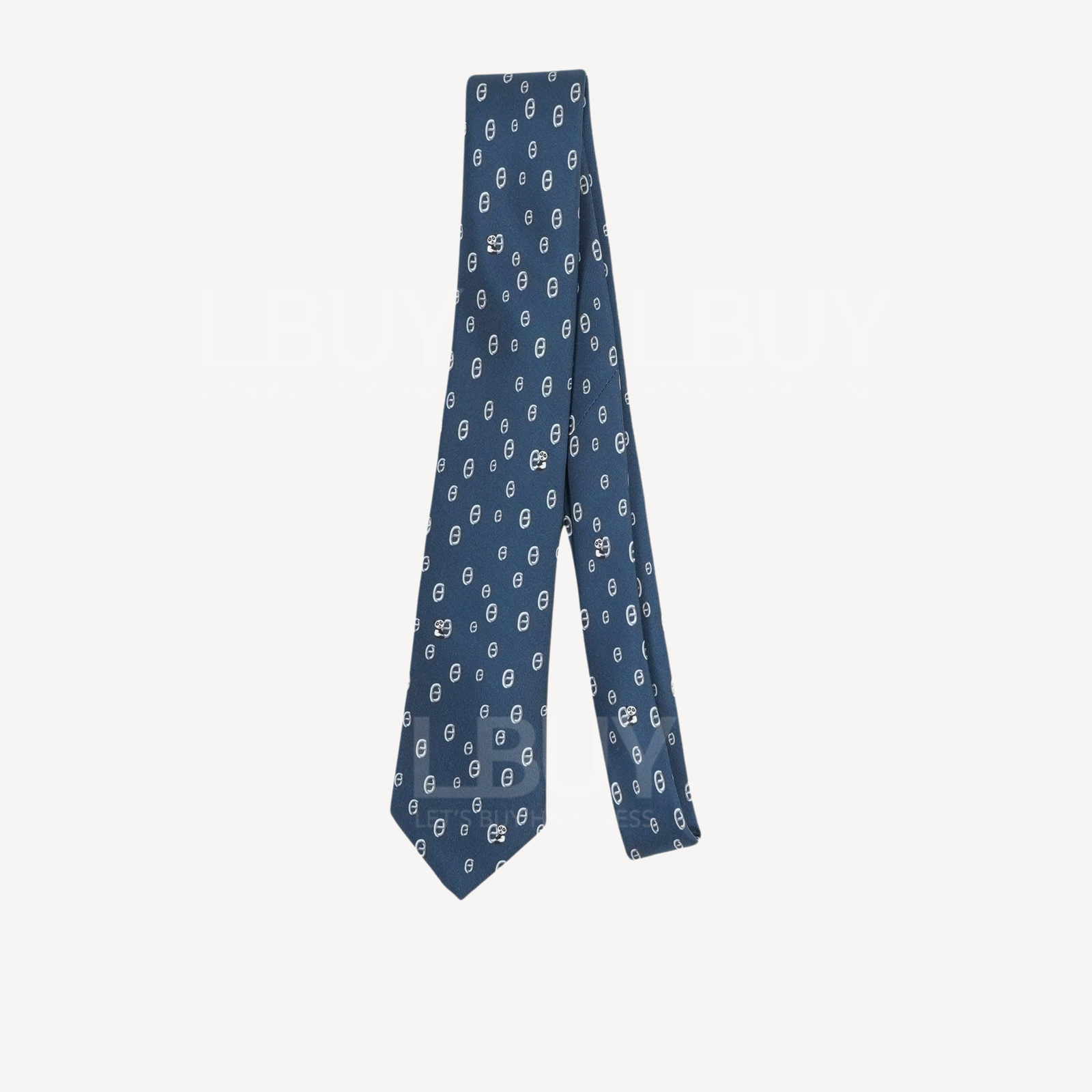 Hermes Tie 7 Maillon Panda Tie Marine Gris