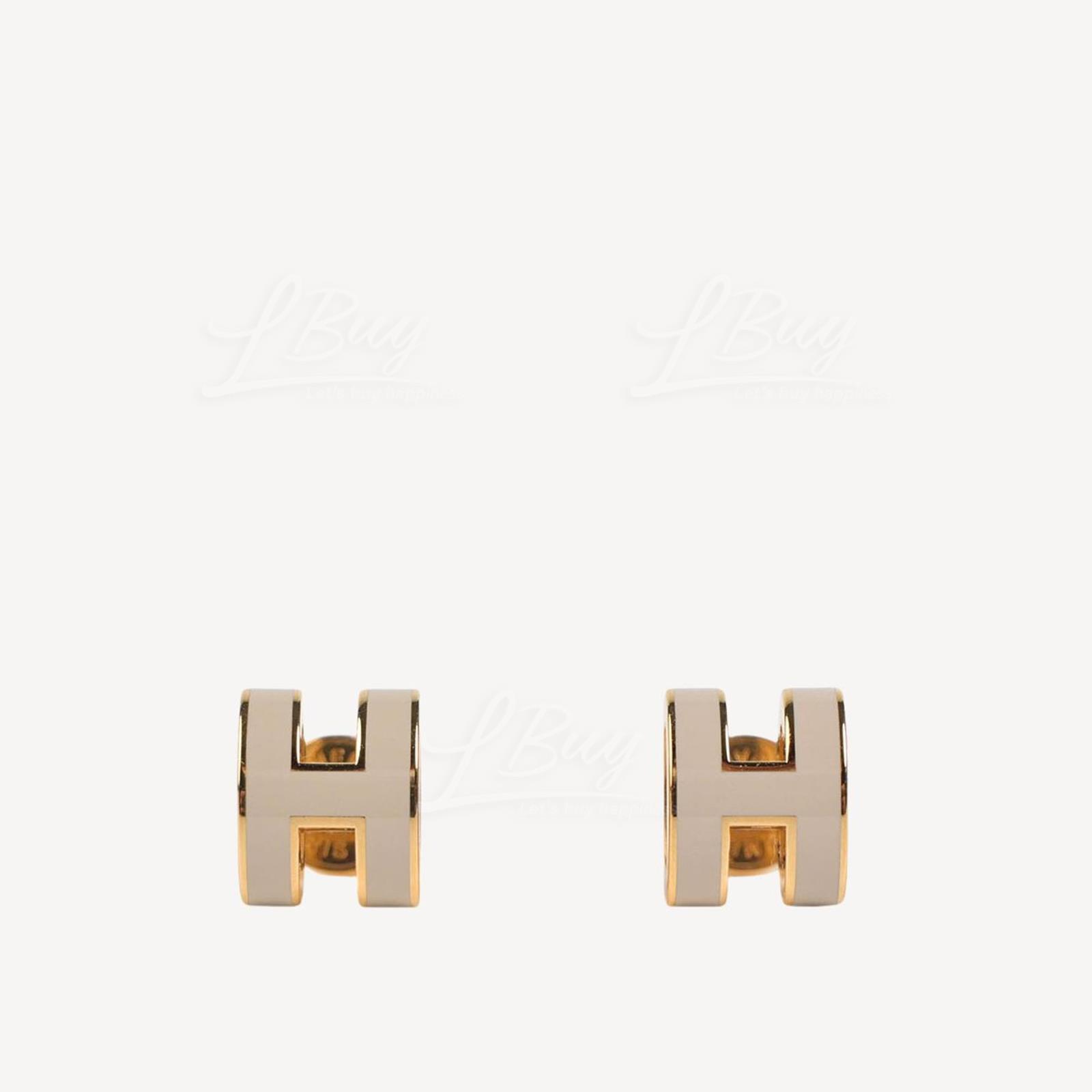 Hermes Mini Pop H Earrings 耳环 奶茶灰配金色