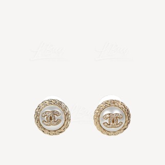 Chanel CC Logo Pearl Earrings AB5779