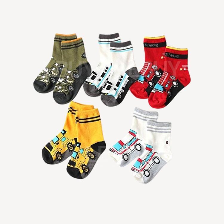 交通工具圖案襪(5對裝)尺碼: 20 - 24 cm