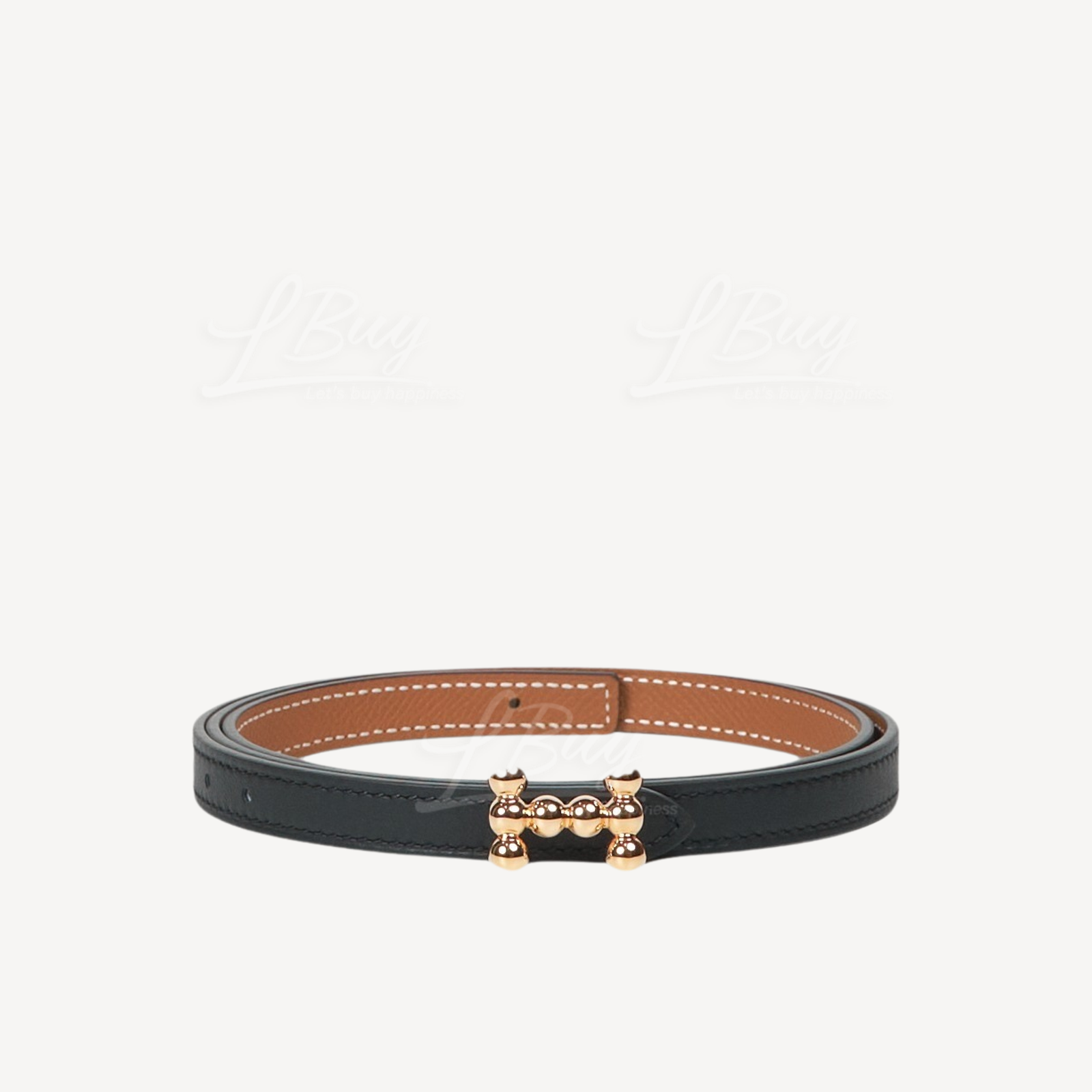Hermes Bubble Belt Buckle & Reversible Leather Strap 13 mm Noir Gold ghw
