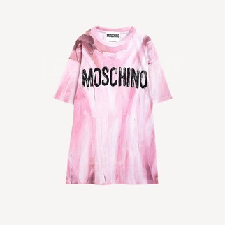 Moschino 粉红色油画并黑色Logo短袖Tee