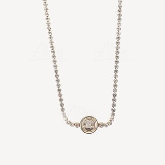 Chanel Gold Round Rhinestone CC Logo Necklace AB6235