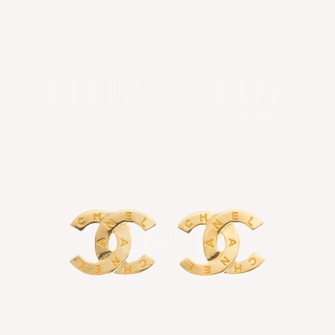 Chanel Gold Engraved CC Logo Earrings AB4451