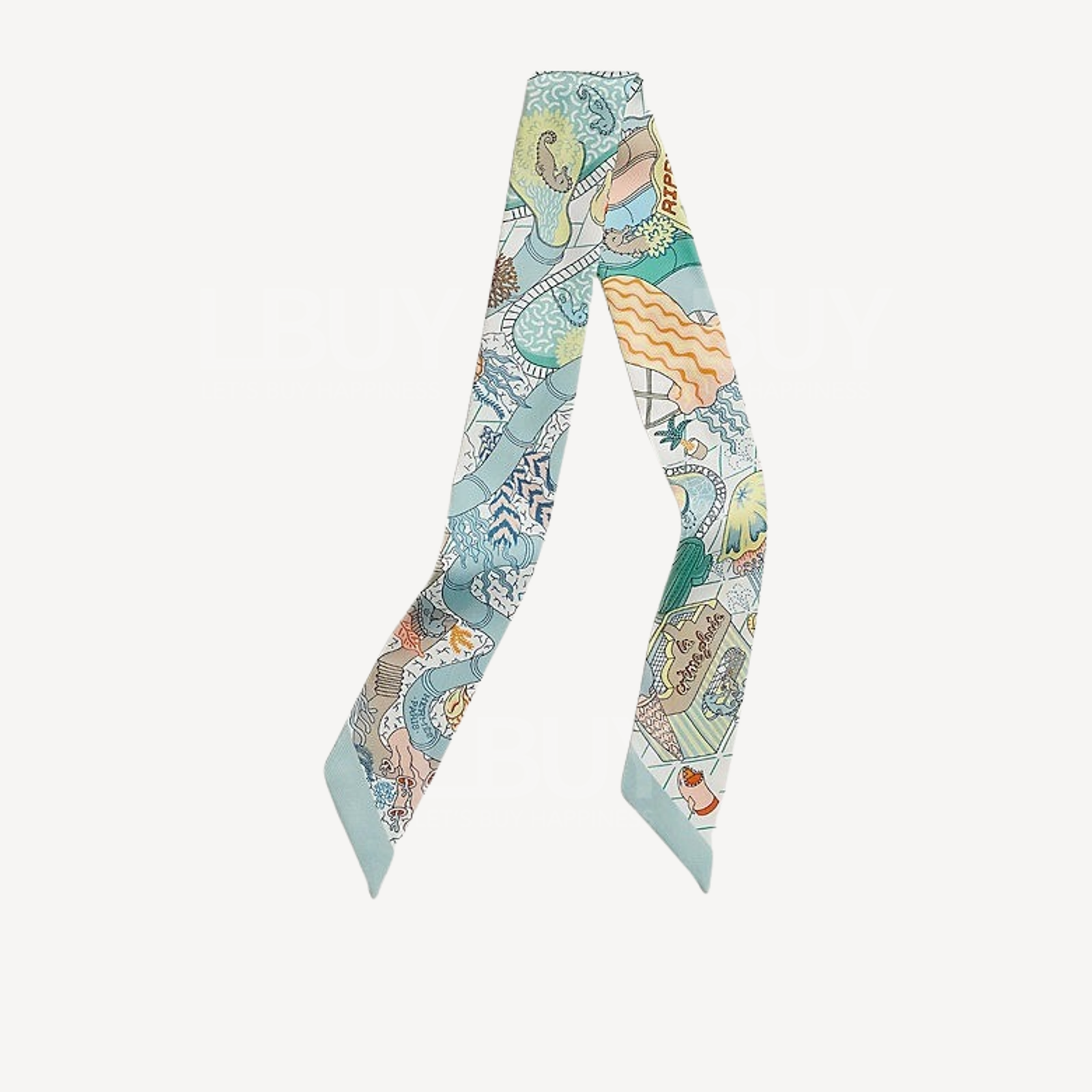 Hermes Splash Park Twilly Vert de gris Jaune Bleu