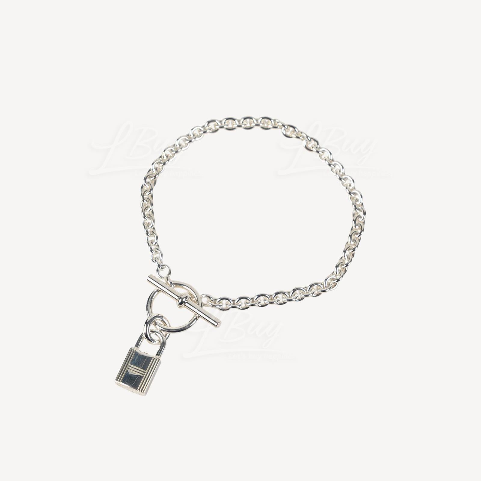 Hermes Amulettes Cadenas 锁头吊坠925纯银手链 ST size